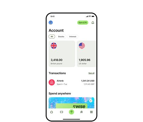 Wise account: Multi currency account .